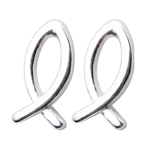 Cute Fish Sterling Silver Tiny Stud Earrings for Women Hypoallergenic Minimalist Ichthus