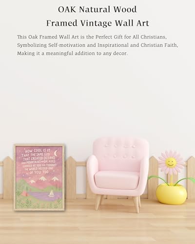 KensTro 16x20in Same God Creation Inspirational Christian Kids Wall Art,Natural OAK Wood Frame with Mountain Canvas Print,Girl First Communion and Baptism Gift for Girls,Nursery Toddler Girly Bedroom,Apartment Dorm Decoration Adoption Gifts,1Pack Pink - c