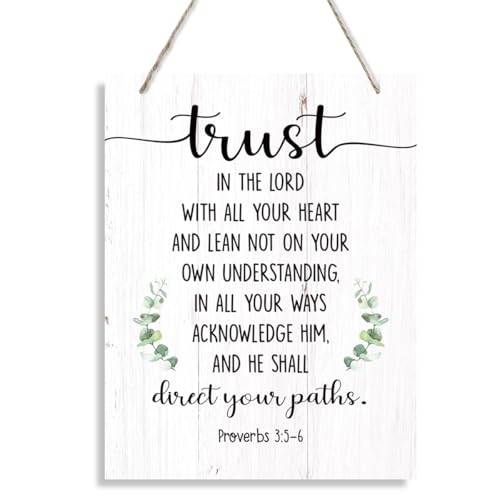 Christian Wood Decor, Serenity Prayer Wall Art, Religious Artwork for Home Decor, Inspirational Christmas Gift, Bible Verse Proverbs 3:5-6 - Trust in the Lord with All Your Heart Sign - color: 13