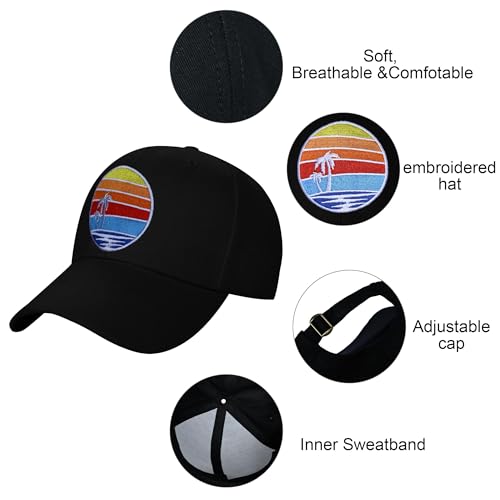 Embroidered Baseball Cap for Women Men Adjustable Baseball Hat Black Baseball Cap Trucker Hat - color: Palm Tree