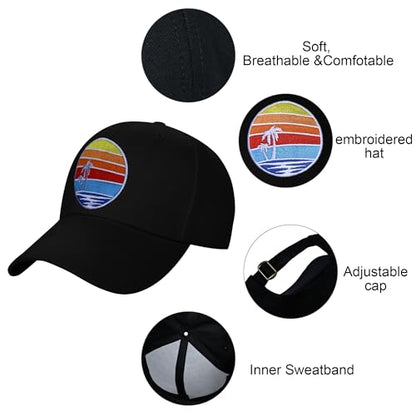 Embroidered Baseball Cap for Women Men Adjustable Baseball Hat Black Baseball Cap Trucker Hat - color: Palm Tree
