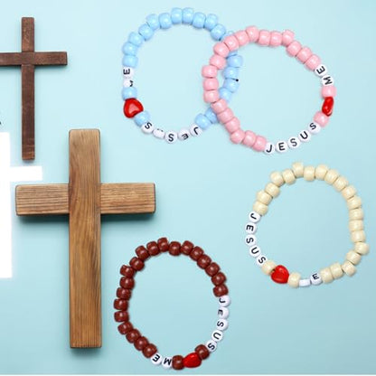 Ferreve 35 Sets Boho Jesus Love Me Bracelet Sunday School Crafts - color: Boho, style: Jesus Love Me