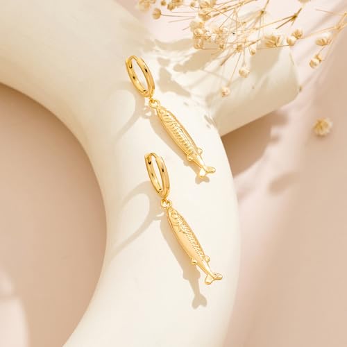 MUYAN Gold Fish Hoops Dangle Earrings for Women Beach Jewelry - style: Hoop B