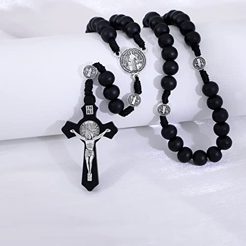KOMI Handmade Wooden Catholic Rosaries, Rosary Beads Necklace Wood Christian Prayer Beads Catholic Christian Gift - style: Rosary#6#7