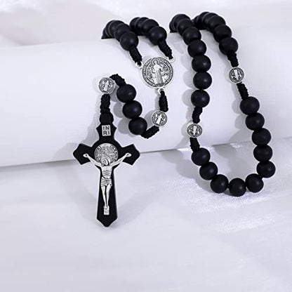 KOMI Handmade Wooden Catholic Rosaries, Rosary Beads Necklace Wood Christian Prayer Beads Catholic Christian Gift - style: Rosary#6#7