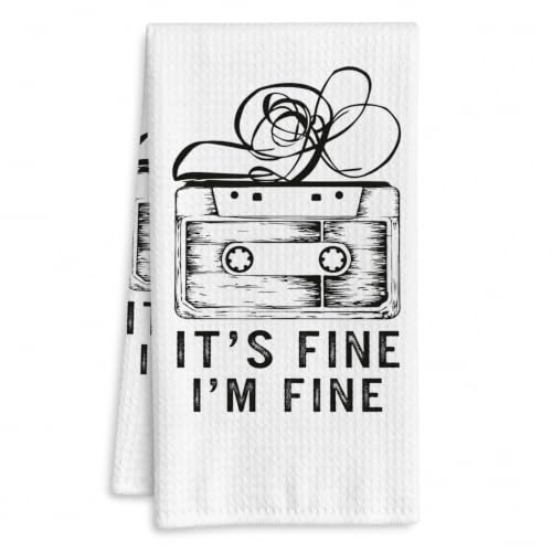 Funny Vintage Cassette Kitchen Hand Towels 16x24 Inch - color: Vintage Cassette