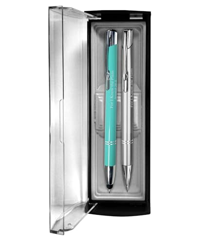 G.T. Luscombe Company, Inc. Inspirational Adoration, Black Ink Ballpoint Pen & Mechanical Pencil w/iTouch tip, in an Acrylic Gift Boxed 2-Piece Set, Silver & Black (Tiffany Blue) - color: Tiffany Blue