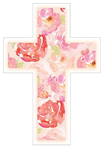 Paper House Productions Christian Cross Vinyl Sticker, Elegant Floral - color: Floral Cross