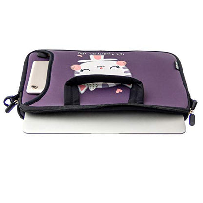 RICHEN 11 11.6 12 12.5 13 inches Case Laptop/Chromebook/Notebook PC Tablet Travel Case Neoprene Handle Sleeve with Shoulder (11-13.3 inch, Cute Cat) - color: Cute Cat, size: 11-13.3 inch