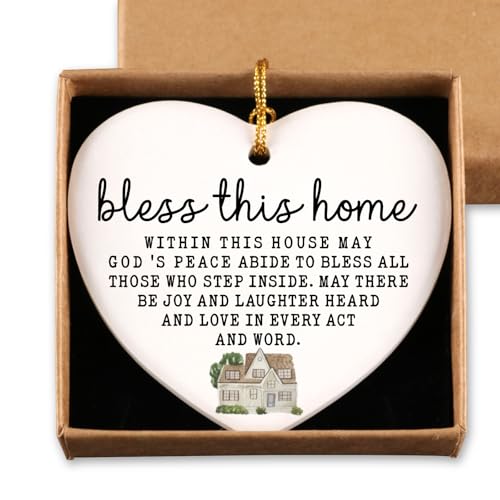 House Warming Gifts New Home God Bless This Home Christian Gifts New Home for Men Women Christmas Ceramic Heart Ornament