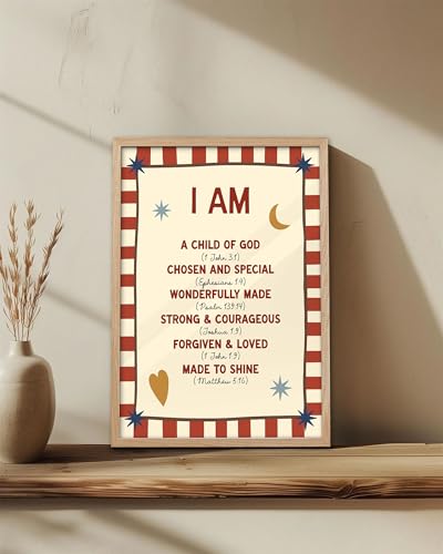 KensTro 16x20 Oak Framed I Am a Child of God Scripture Wall Art - color: I Am a Child of God-Framed, size: 20"L x 16"W