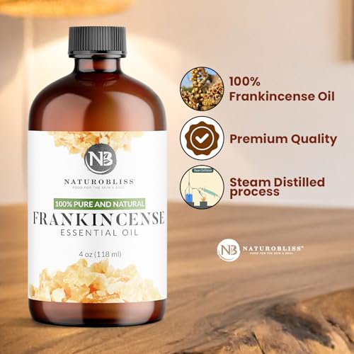 NaturoBliss 100% Pure Frankincense Essential Oil Therapeutic Grade Premium Quality (4 fl. oz) with Glass Dropper, Perfect for Aromatherapy - size: 4 Fl Oz (Pack of 1)