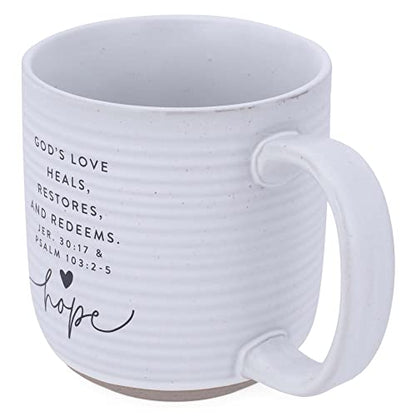 Lighthouse Christian Products Hope Hold Onto Hope Rib Textured White 20 Ounce Ceramic Mug