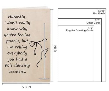 Funny Get Well Card for Friend Family, Pole Dancing Accident Get Well Card Gift from Bistie Colleague Siblings, Rude Humor Recovery Cards. - color: #3