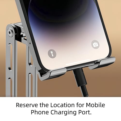 All-Metal Cell Phone Stand 360° Rotatable & Height Adjustable - 25KG Super Load-Bearing, Foldable Desk Stand for Phone, Compatible with iPhone 17/16/15/14 (Black) - color: A-Tri-Fold - Black