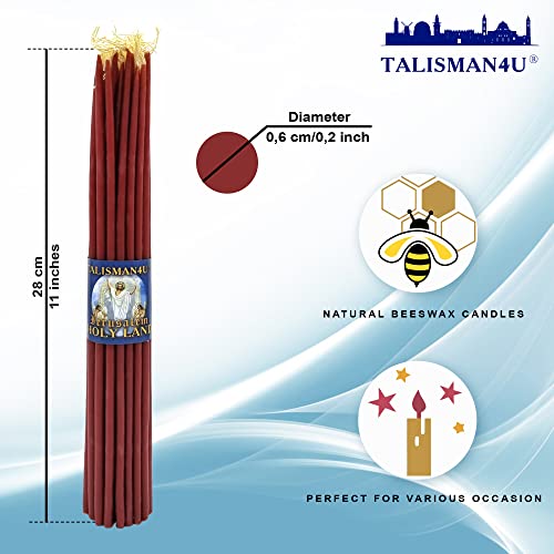 TALISMAN4U 33 Beeswax Taper Candles 11 inch Jerusalem Church Candles - color: Red