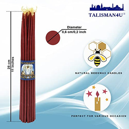 TALISMAN4U 33 Beeswax Taper Candles 11 inch Jerusalem Church Candles - color: Red