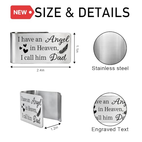 I Have an Angel in Heaven I Call Him Dad Visor Clip for Cars, Sympathy Gifts for Loss of Dad, Dad Memorial Gifts, Car Accessories in Memory of Father, Bereavement Present (Large) - color: Silver h