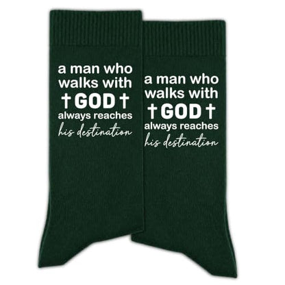 Christian Socks for Men Biblical Gifts for Dads Grandpa Husband - color: Dark Green