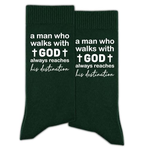 Christian Socks for Men Biblical Gifts for Dads Grandpa Husband - color: Dark Green