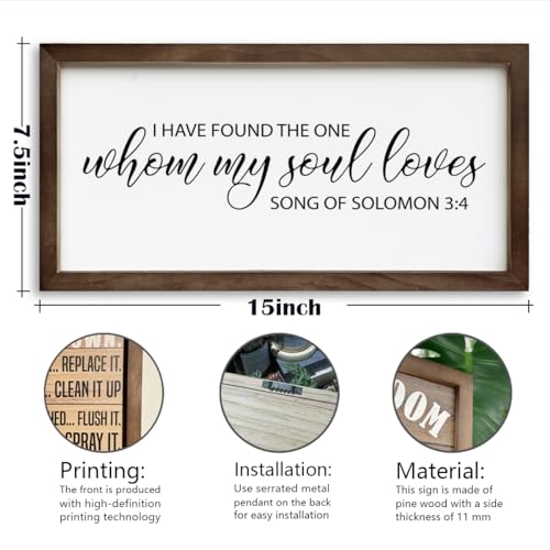 I Have Found the One Whom My Soul Loves Sign, Christian Wall Decor, Framed Plaque, Bedroom Decor, Wedding Gift, Scripture Art, Song of Solomon 3:4 - color: Christian06