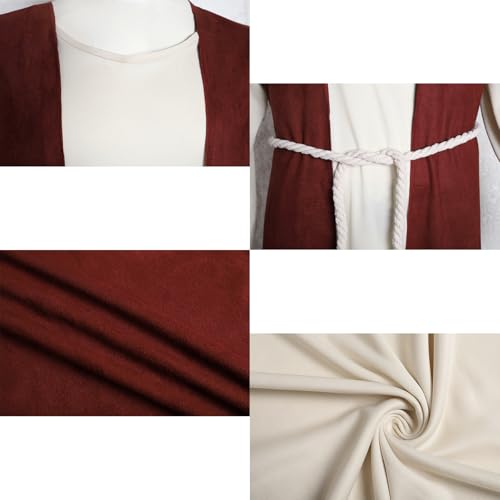 Mens Shepherd Costume Adult Jesus Robe Nativity Church Cosplay Outfit Biblical Times Tunic Dress Up Suit - size: Large