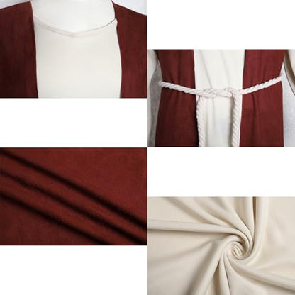 Mens Shepherd Costume Adult Jesus Robe Nativity Church Cosplay Outfit Biblical Times Tunic Dress Up Suit - size: Large