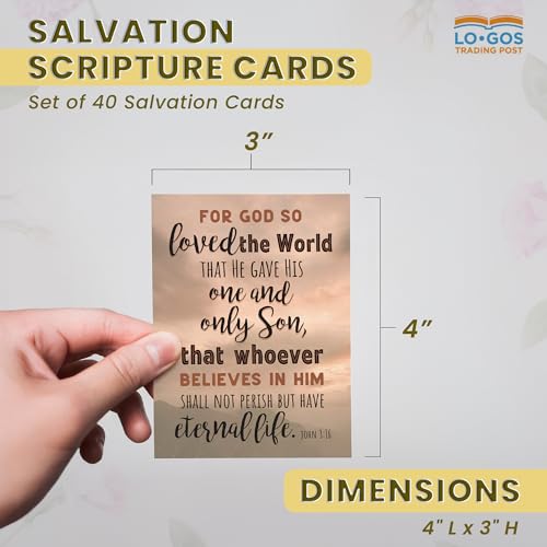 40 Pack John 3:16 Salvation Cards with Scripture, How to be Saved - Pocket cards 4" x 3" Gospel Tracts for Evangelism to Share Faith & Good News - Educational Christian Prayer Cards Bulk Set