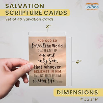 40 Pack John 3:16 Salvation Cards with Scripture, How to be Saved - Pocket cards 4" x 3" Gospel Tracts for Evangelism to Share Faith & Good News - Educational Christian Prayer Cards Bulk Set