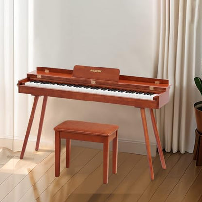 AODSK Piano Stool, Solid Wood Frame, Padded Cushion, 13.21"x21"x18.2" - color: Brown, size: 13.21"x21"x18.2"Inches