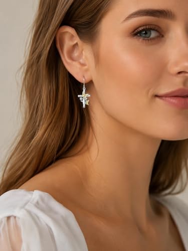 Butterfly Earrings for Women 925 Sterling Silver Birthstone Butterfly Cross Rose Dangle Earrings Elegant Butterfly's Jewelry Gift for Birthday Valentines Day Christmas - color: 11-November
