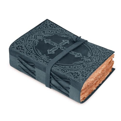 LEATHER VILLAGE Mens Prayer Journal Cross Embossed, Navy Blue 13x8. - color: Blue, size: 13 inches X 8 inches