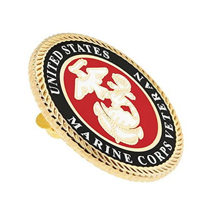 PinMart Officially Licensed U.S.M.C. Lapel Pin - Gold Color Plated Enamel - color: Veteran Gold Plated, size: 1 Piece