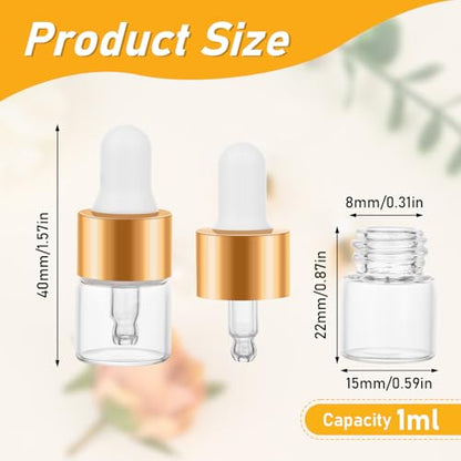 20 Pack 1ml Mini Dropper Bottle for Cuticle Oil - size: 1ml