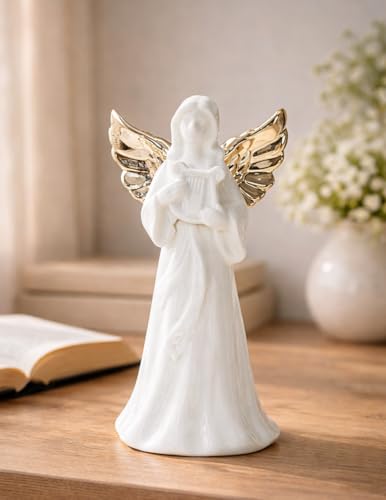 ADAVAS.Y&G Angel Night Light – Ceramic Guardian Angel Figurine with Warm Glow, Christian Decor, Sympathy & Comfort Gift-7inch - color: Gold