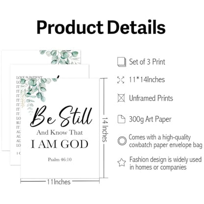 Ybqhd Unframed Christian Bible Verse Wall Art Scripture Prints Set of 3