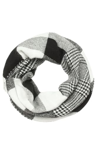 ScarvesMe Women's Check and Plaid Soft Infinity Loop Winter Fall Warm Scarf - color: Easc9397_white