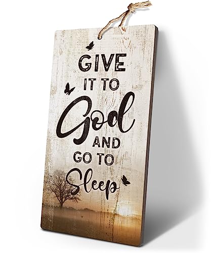 YZEXEZY Bedroom Decor-Give It to God and Go to Sleep Sign12"x6"Rustic Room Ruler Sign Christian Bible Verses Wall Art Gifts - style: Give It to God and Go to Sleep
