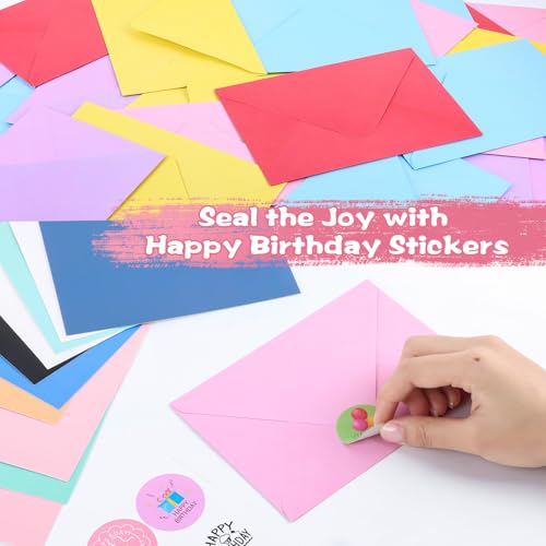 50 Pack Assorted Birthday Cards with Envelopes & Stickers, Blank Happy Birthday Cards Bulk Box Set, 4 x 6 Inches, 50 Unique Designs for Women, Kids, Family, Friends, Work, Office