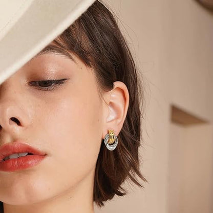 14K Gold Earring Cross Waterdrop Butterfly Heart Knot Earrings for Women Gold Silver Cross Leverback Drop Gold Silver Teardrop Hoop Dangle Earring White Gold Dangle Drop Earring - color: Two Tone-Statement Knot Dangle Earring