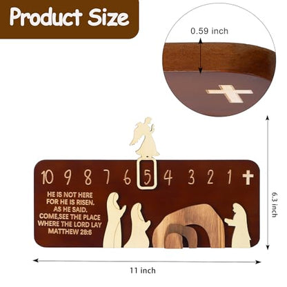 Wooden Easter Tomb Scene, Empty Tomb Decor with Easter Countdown