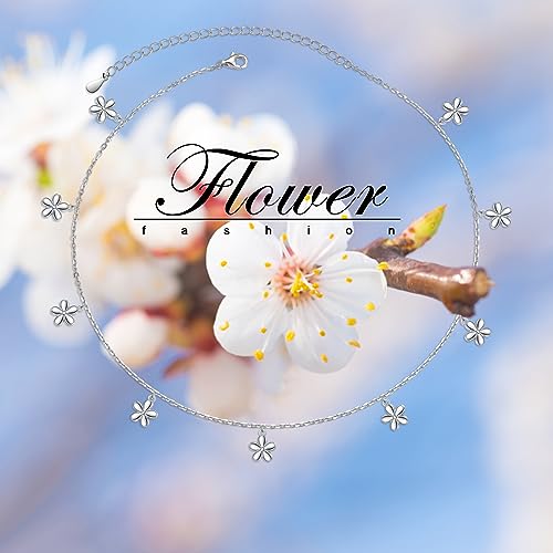 DAOCHONG Women S925 Sterling Silver Disc Statement Choker Necklace - style: Flower