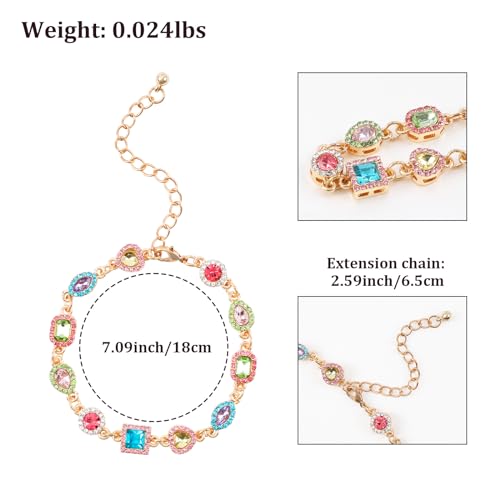 Boho Cute Gold Charm Link Bracelet for Women Starfish Clover Cross Star Lock Key Heart Pearl Charm Bracelets Vacation Spring Summer Santa Claus Reindeer Christmas Party Jewelry Gifts for Womens - style: Sparkly Crystal