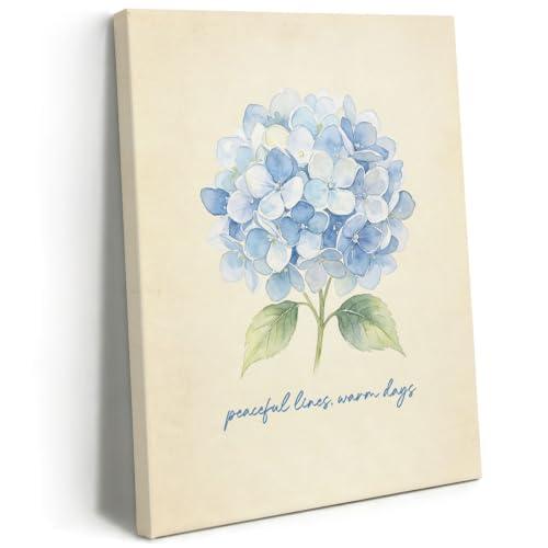 BEASTZHENG Peaceful Warm Days Hydrangea Canvas Wall Art Room Wall Ornament - color: Warm days