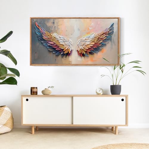 Aurlan Angel Wings Framed Canvas Wall Art 40x20 Inch - color: Angle Wings, size: 40"L x 20"W