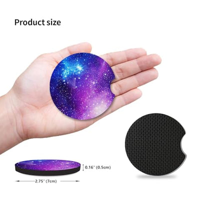 2pcs Nebula Pattern Car Cup Holder Coasters, Absorbent Drinks Coaster Mat for Cup Holders - color: Nebula