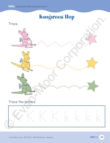 Evan-Moor Skill Sharpeners Reading Workbook, PreK, Vocabulary, Comprehension, Phonics, Word Family, Fluency, Sequencing, Beginning Sounds, Same or Different, Dot to Dot, Cut and Paste, Homeschool