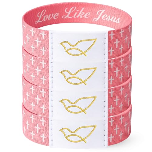 Lusinus Bible Verse Bracelets, Tap for Scripture, NFC Daily Wristband - color: Pink (4Pcs)