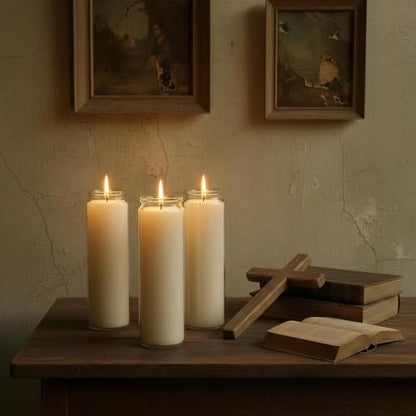 12-Pack of 2x8 Inch White Candles in Glass, Unscented Prayer Candle,Suitable for Various Occasions Such as:Memorials,Religious,Catholicism,Churches,Altars,Vigils,etc.