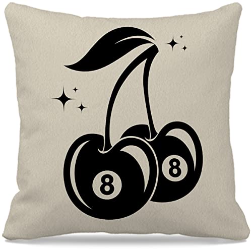 Nogrit Cherry Pillow Decor Downtown Girl Downtown Girl Room Decor 8 Ball Cherry Funky Throw Pillow Covers 18x18, Y2K Room Decor Aesthetic,Room Decor, College Dorm Decor, Trendy Home Decor - color: Black Cherry 8